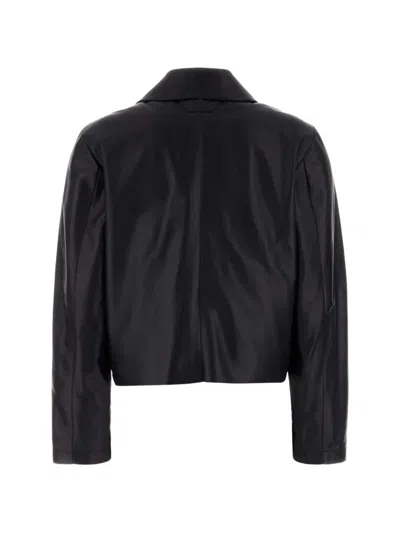 Santoro Button-fastening Leather Jacket In Black