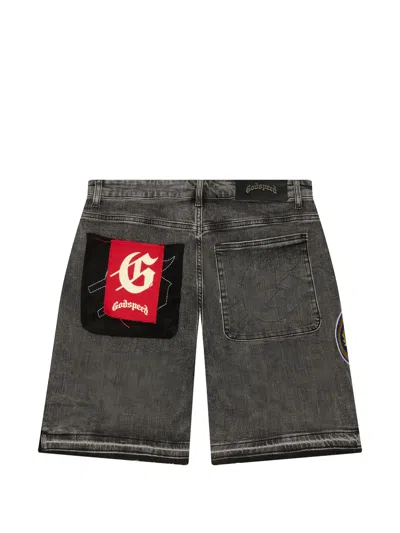 Godspeed V2 Patchwork Denim Shorts In Gray