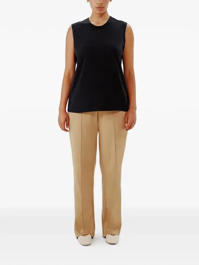 Another Tomorrow Sleeveless T-shirt In Black
