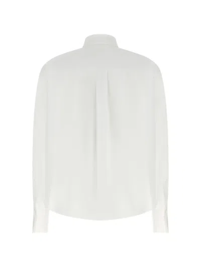 Brunello Cucinelli Women White Shirt With Classic Collar And Front Pockets In Cotton Woman In White