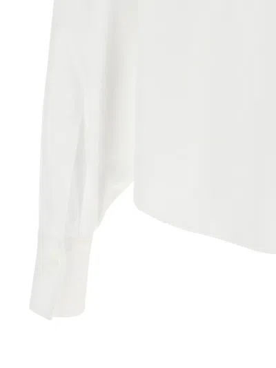 Brunello Cucinelli Women White Shirt With Classic Collar And Front Pockets In Cotton Woman In White