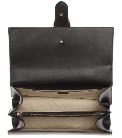 Shop Gucci Dionysus Stripe Large Leather Shoulder Bag In Black