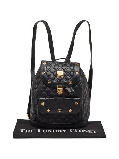 Pre-owned Mcm Stark Quilted Leather Backpack In Black