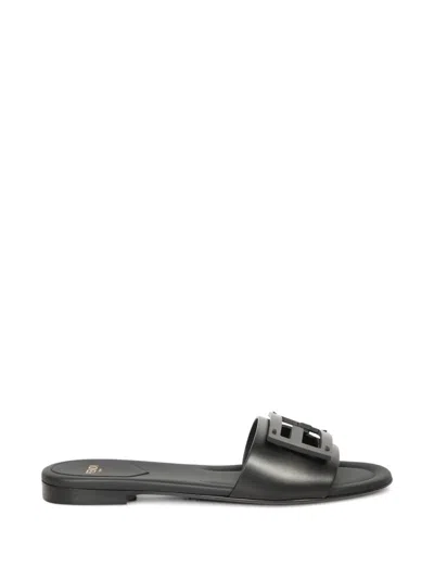 Fendi Wide-band Slide Sandals With Ff Baguette Motif In Multi