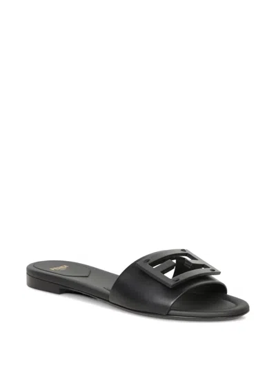 Fendi Wide-band Slide Sandals With Ff Baguette Motif In Multi