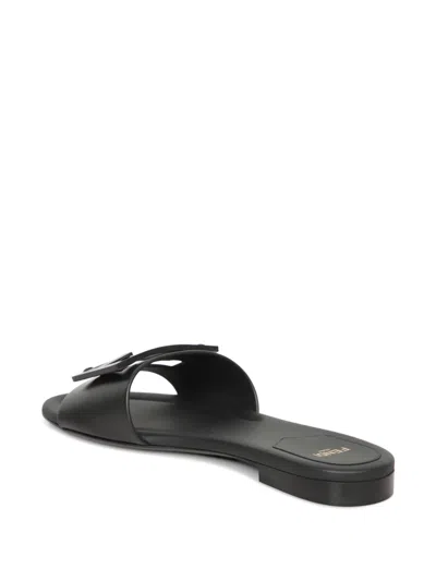 Fendi Wide-band Slide Sandals With Ff Baguette Motif In Multi