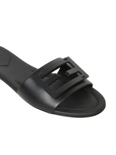 Fendi Wide-band Slide Sandals With Ff Baguette Motif In Multi
