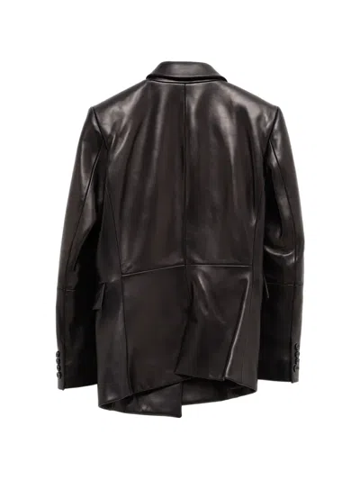 Khaite Double-breasted Leather Blazer In Black