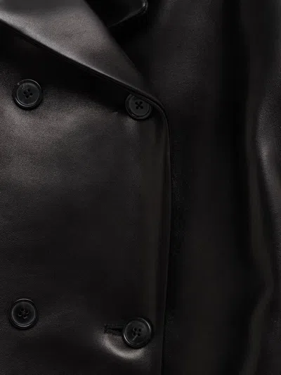 Khaite Double-breasted Leather Blazer In Black