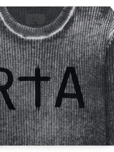 Rta Ethan Black Glitch Crew Neck Sweater In Gray