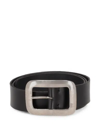 La Rose Black Solid Buckle Belt In Black