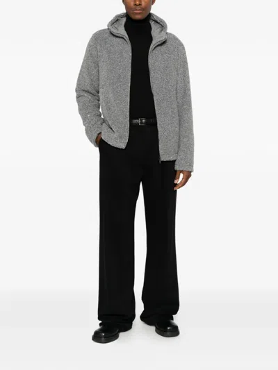 Herno Hooded Bouclé-effect Coat In Gray