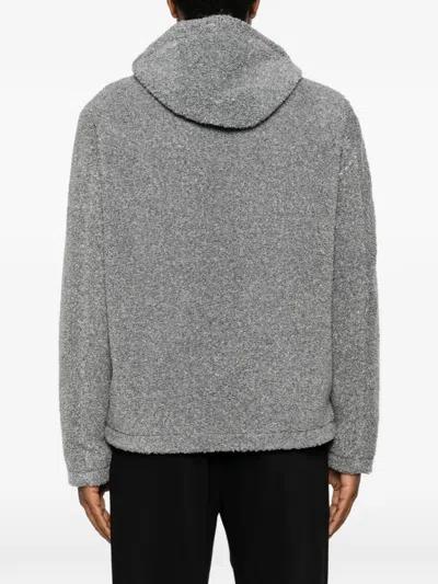 Herno Hooded Bouclé-effect Coat In Gray