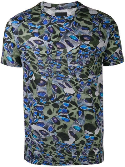 Les Hommes Printed T-shirt In Military Green