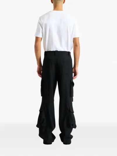 Balmain Wool Twill Cargo Pants In Black