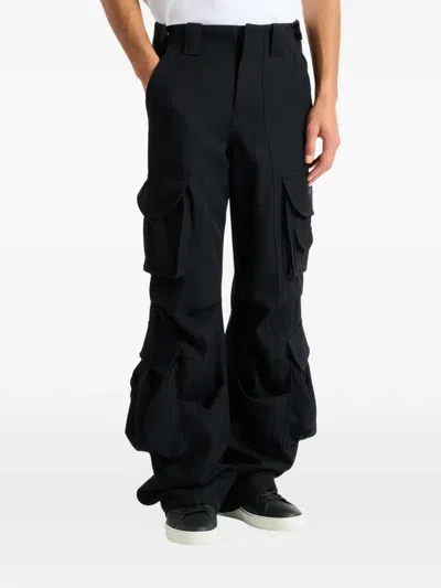 Balmain Wool Twill Cargo Pants In Black