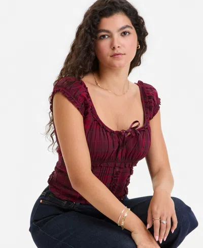 Self Esteem Juniors' Tie-front Cropped Top In Multi