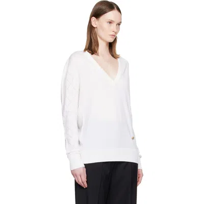 Balmain ホワイト Light Vネック セーター