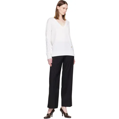 Balmain ホワイト Light Vネック セーター