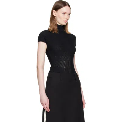 Balmain ブラック High Collar ニット ボディスーツ In Black