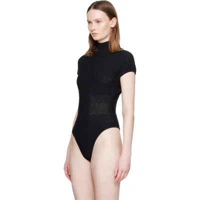 Balmain ブラック High Collar ニット ボディスーツ In Black