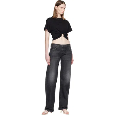 Rabanne Black Cotton Cropped T-shirt With Piercing