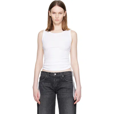 Balmain Stretch-cotton Drawstring Tank Top In White