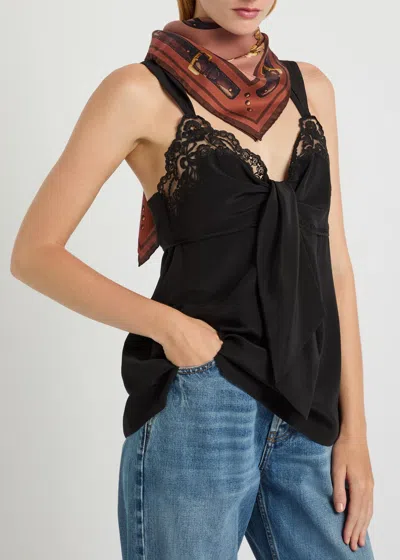 Chloé Chloe Paddington Printed Silk Scarf In Brown