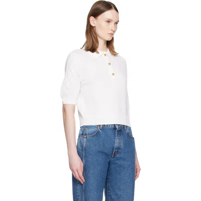 Balmain ホワイト 3-button キルティング ニットポロシャツ