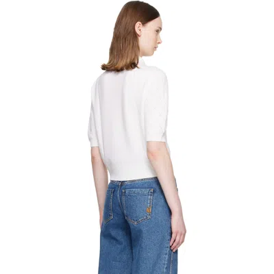 Balmain ホワイト 3-button キルティング ニットポロシャツ