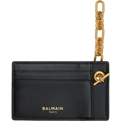 Balmain Monogram-pattern Chain-link Card Holder In Black