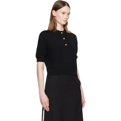 Balmain ブラック 3-button ウール ポロシャツ In Black