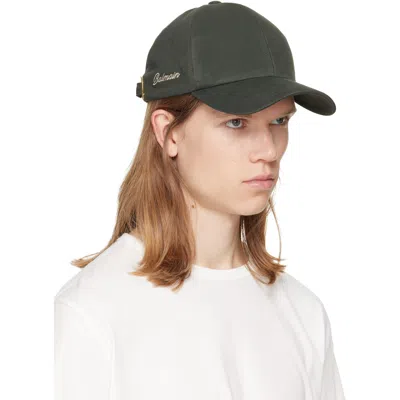 Balmain Washed Cotton Cap In Green