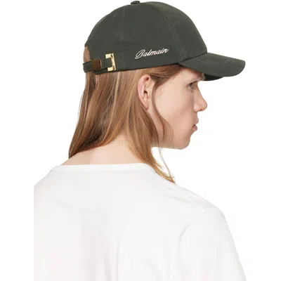 Balmain Washed Cotton Cap In Green