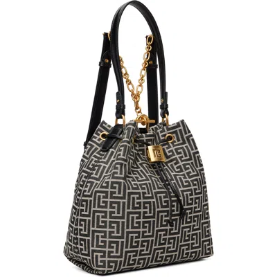 Balmain ブラック Pulse Monogram ジャカード バックパック