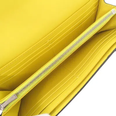 Pre-owned Celine Black Yellow Leather Long Wallet (bi-fold) () In Multi