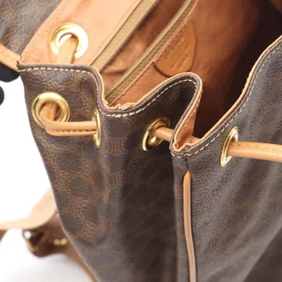 Pre-owned Celine Brown Coated Canvas Leather Backpack ()