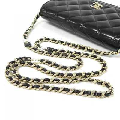 Pre-owned Chanel Black Leather Chain/shoulder Wallet ()