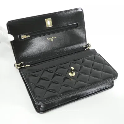 Pre-owned Chanel Black Leather Chain/shoulder Wallet ()