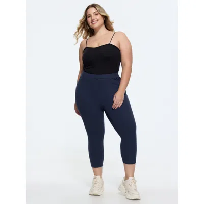 Bloomchic Stretchy Pull-on Plain Leggings In Blue