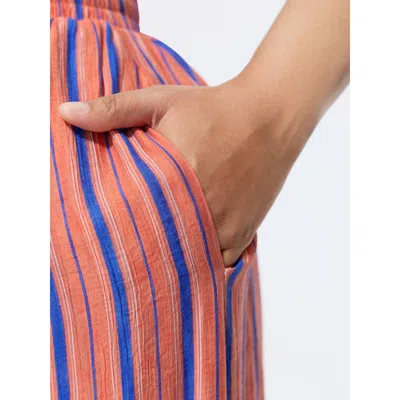 Bloomchic Striped Print Cuffed Hem Drawstring Pants In Multi