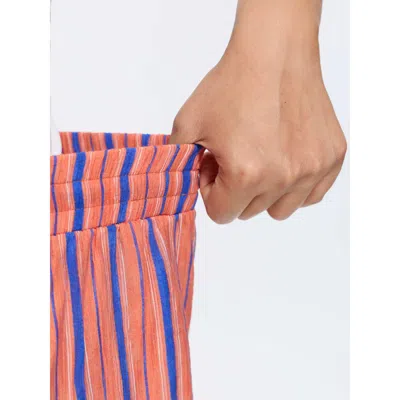 Bloomchic Striped Print Cuffed Hem Drawstring Pants In Multi