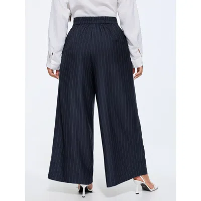 Bloomchic Striped Print Contrast Drawstring Wide-leg Pants In Multi