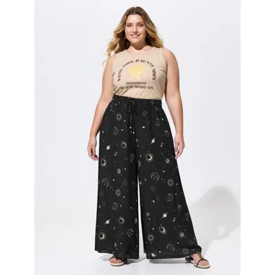 Bloomchic Star Moon Print Flowy Pants In Multi