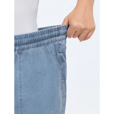 Bloomchic Pull-on Elastic Waist Harem Jeans In Blue
