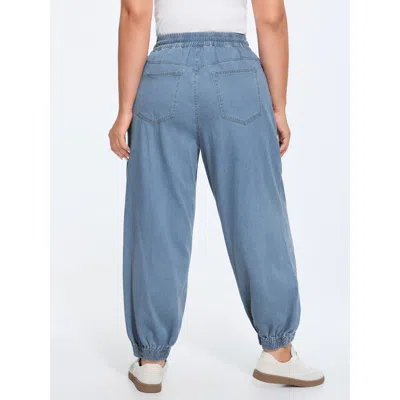 Bloomchic Pull-on Elastic Waist Harem Jeans In Blue