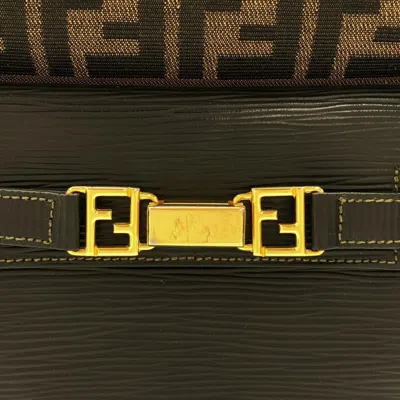 Pre-owned Fendi Black Brown Canvas Leather Backpack () In Multi