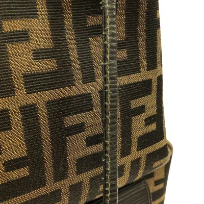 Pre-owned Fendi Black Brown Canvas Leather Backpack () In Multi