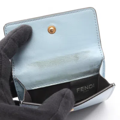 Pre-owned Fendi Blue Leather Wallet (tri-fold) ()