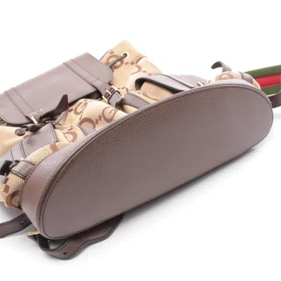 Pre-owned Gucci Beige Brown Canvas Leather Backpack () In Multi